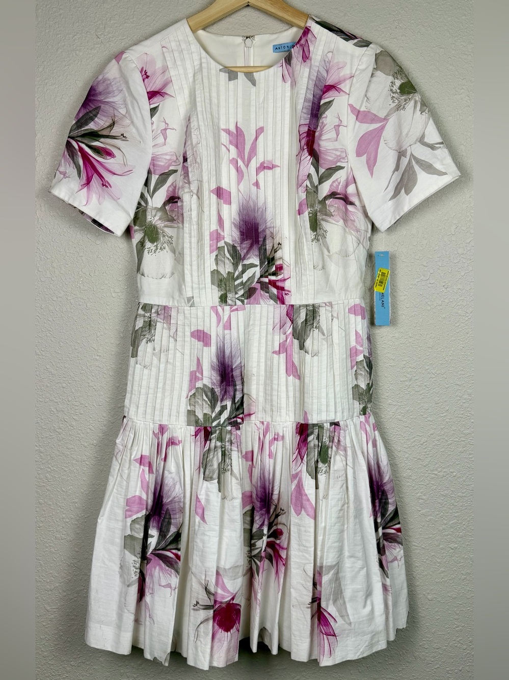 Antonio Melani Debra Floral Tiered Dress Size 4 NWT Cotton Ivory Blossom